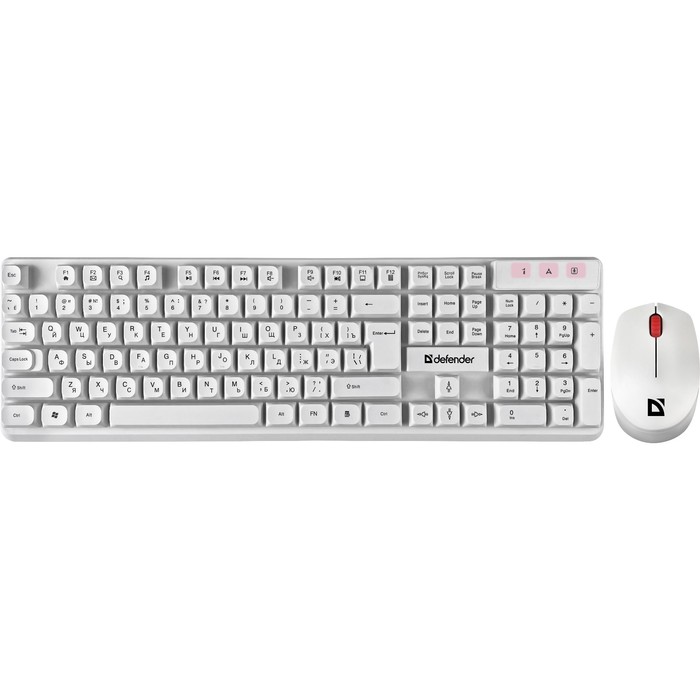 цена Комплект клавиатура и мышь Defender Milan C-992,беспроводной,мембран,1000 dpi,USB,белый