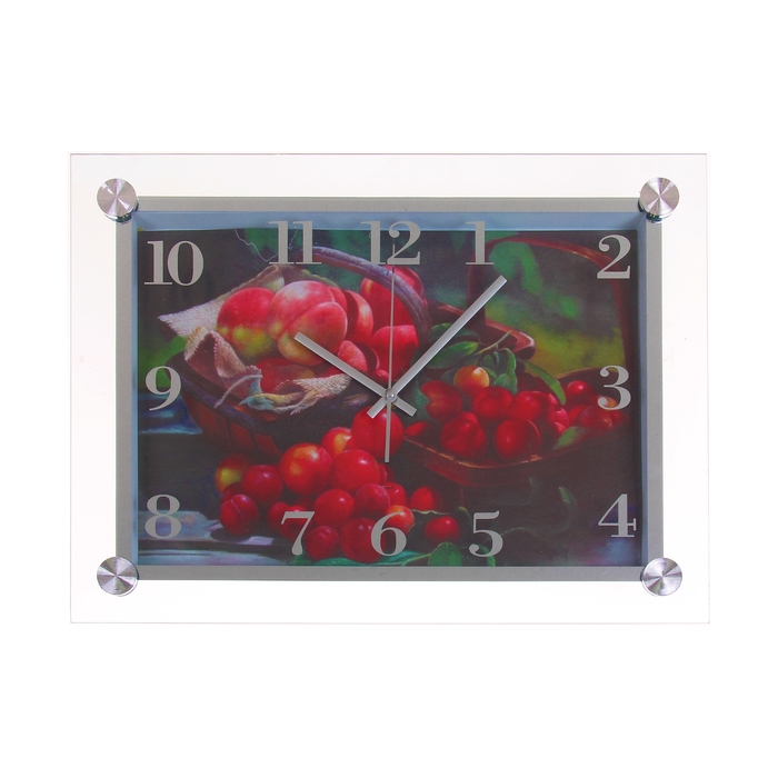 Часы настенные из стекла "Вишня и персики"