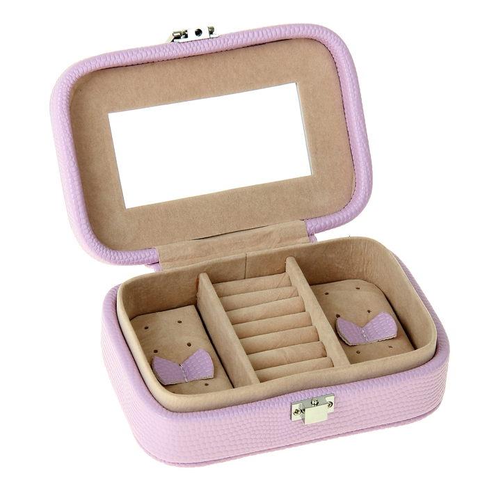 Шкатулка кожзам для украшений "Нежно-сиреневая"