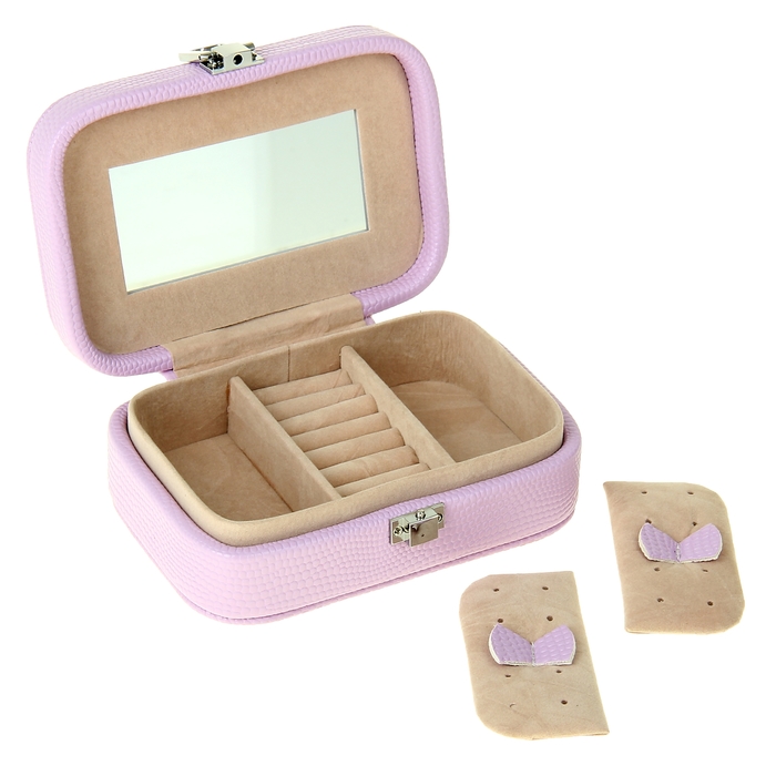 Шкатулка кожзам для украшений "Нежно-сиреневая"