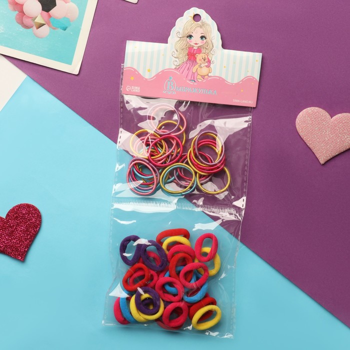 Резинка для волос Феечка набор 60 шт 2 колор классика 2 см микс 62₽