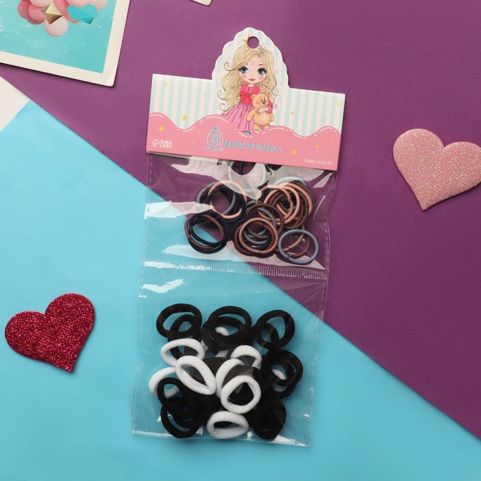 Резинка для волос Феечка набор 60 шт 2 полоски классика 2 см микс 62₽