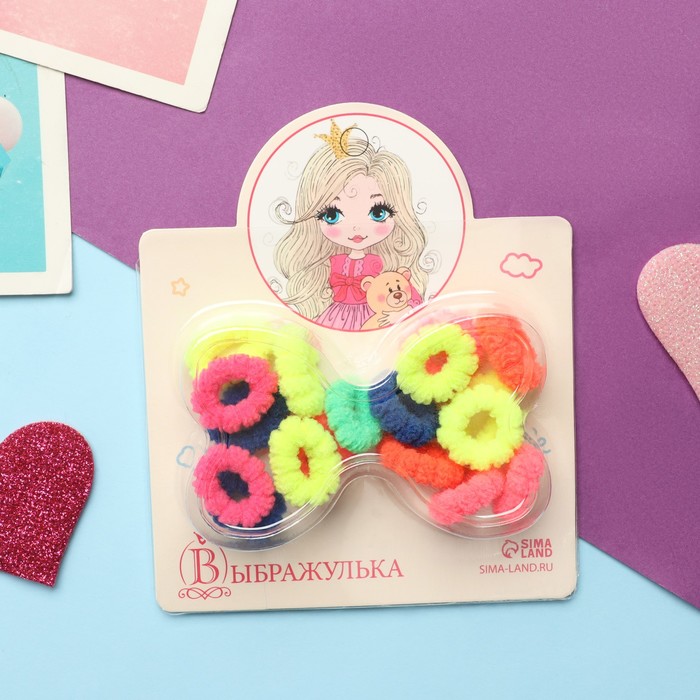 Резинка для волос Карусель набор 20 шт2 колор полоски 2 см микс 60₽