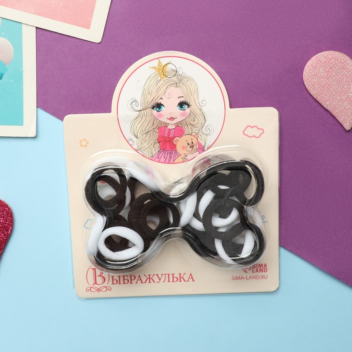 Резинка для волос Карусель набор 30 шт2 2 см чёрный белый 60₽