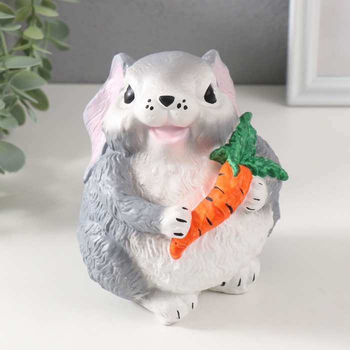 Копилка Кролик с морковкой, 12 см сувенир кролик с морковкой 6 5см