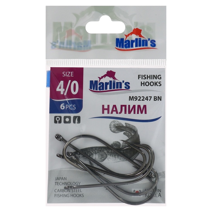

Крючок Marlin's НАЛИМ BAITHOLDER BLN №4/0, 6 шт.