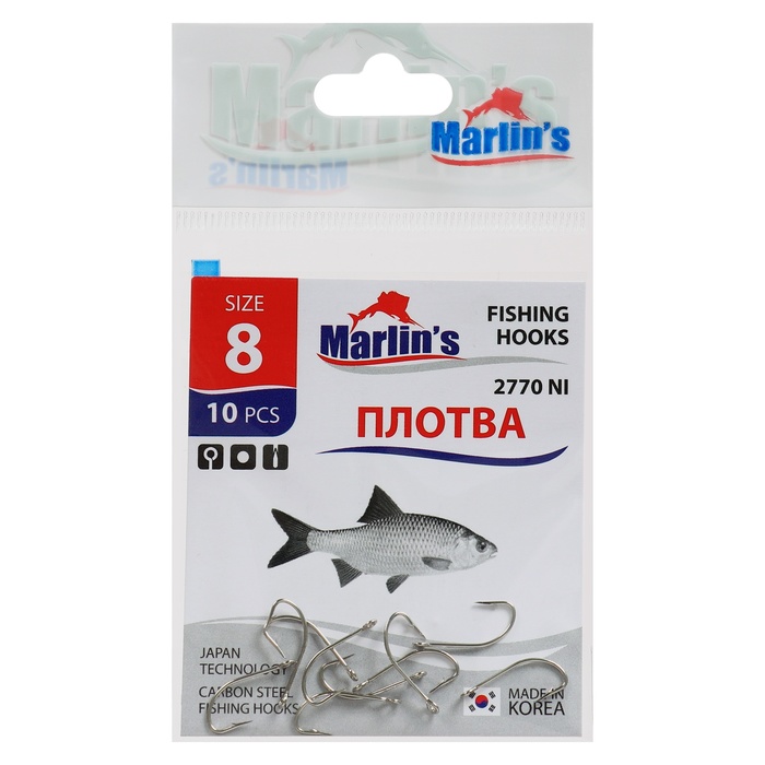 

Крючок Marlin's ПЛОТВА 2770 NI №8 , 10 шт.