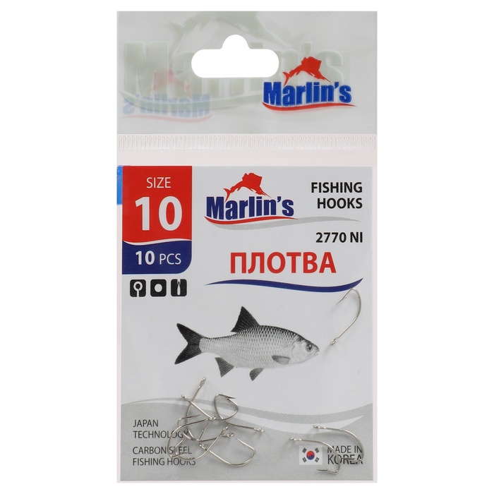 

Крючок Marlin's ПЛОТВА 2770 NI №10, 10 шт.