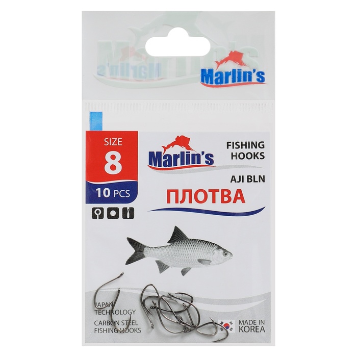 

Крючок Marlin's ПЛОТВА AJI BLN №8 , 10 шт.