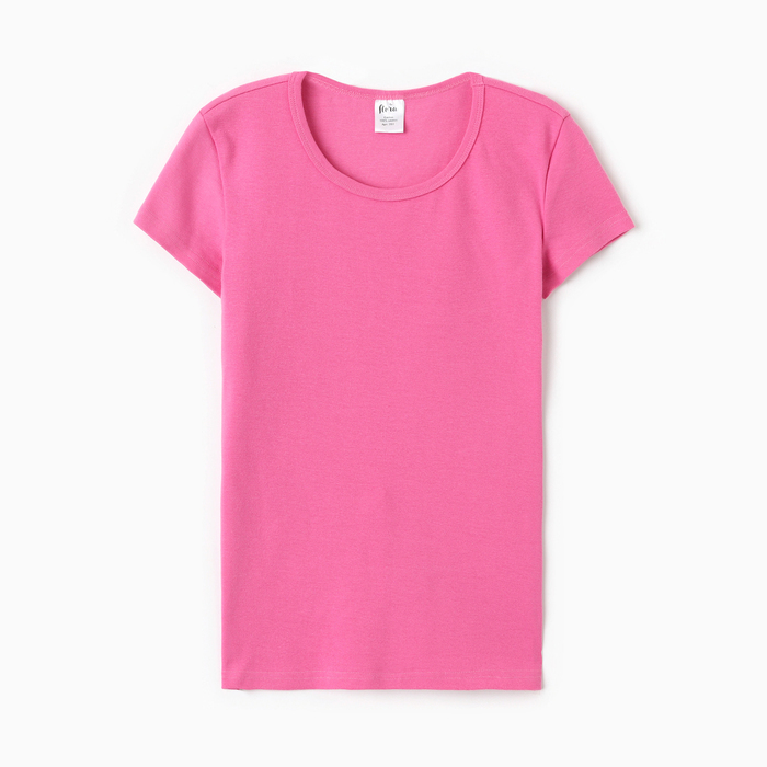 Футболка женская О-образный вырез, цвет розовый, размер 48