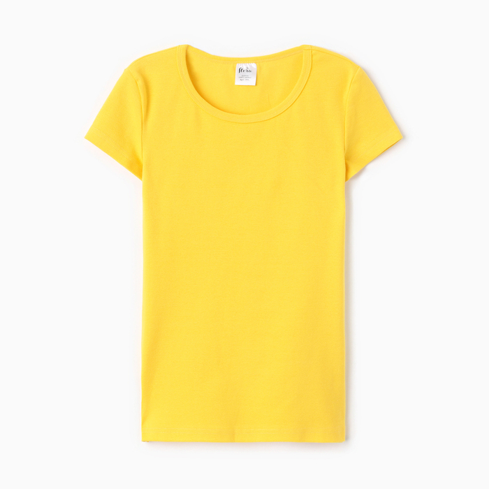 Футболка женская О-образный вырез, цвет желтый, размер 48