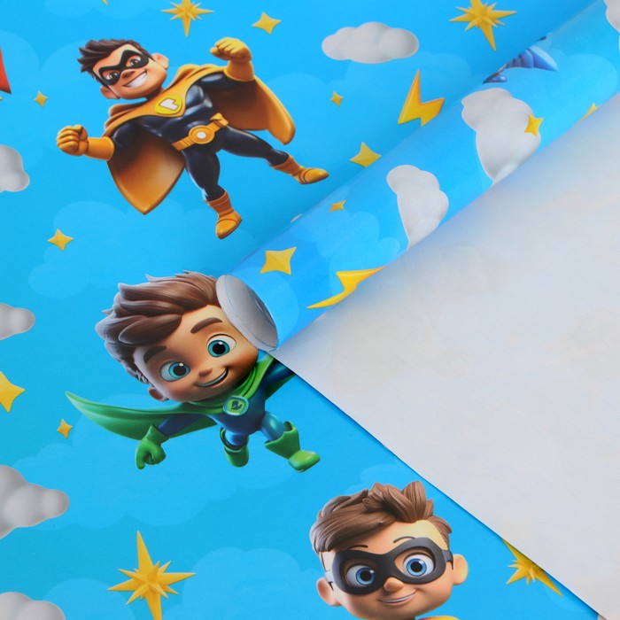Бумага упаковочная, глянцевая Супергерои 70 х 100 см бумага упаковочная глянцевая галстуки 70 х 100 см