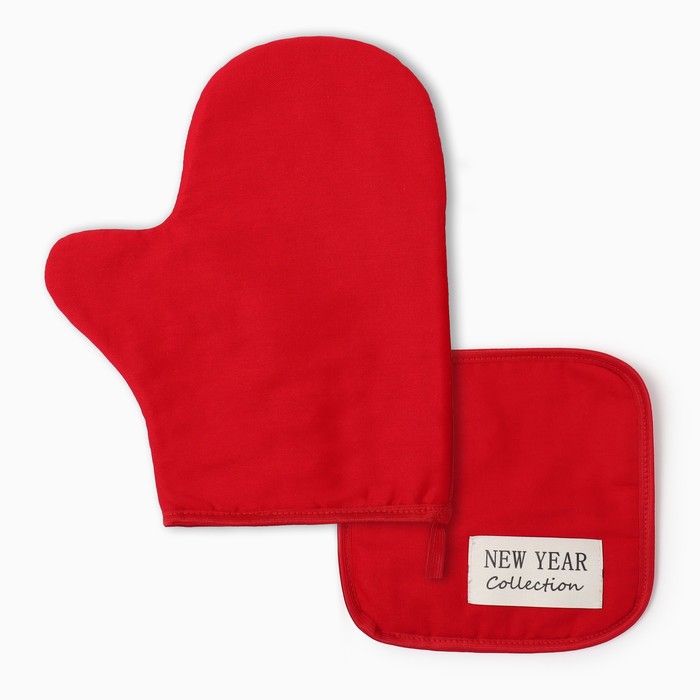 

Набор кух.Этель New year collection,цв.красный, варежка-прихватка18х29 см,прихватка19х19 см,