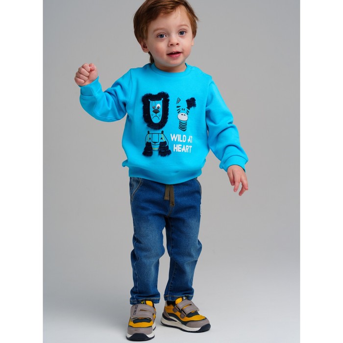 Брюки детские текcтильные джинсовые для мальчиков PlayToday, рост 86 см