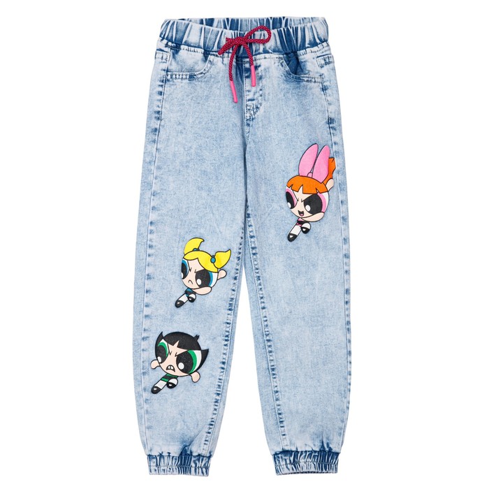 Брюки текстильные джинсовые для девочек PlayToday, рост 104 см
