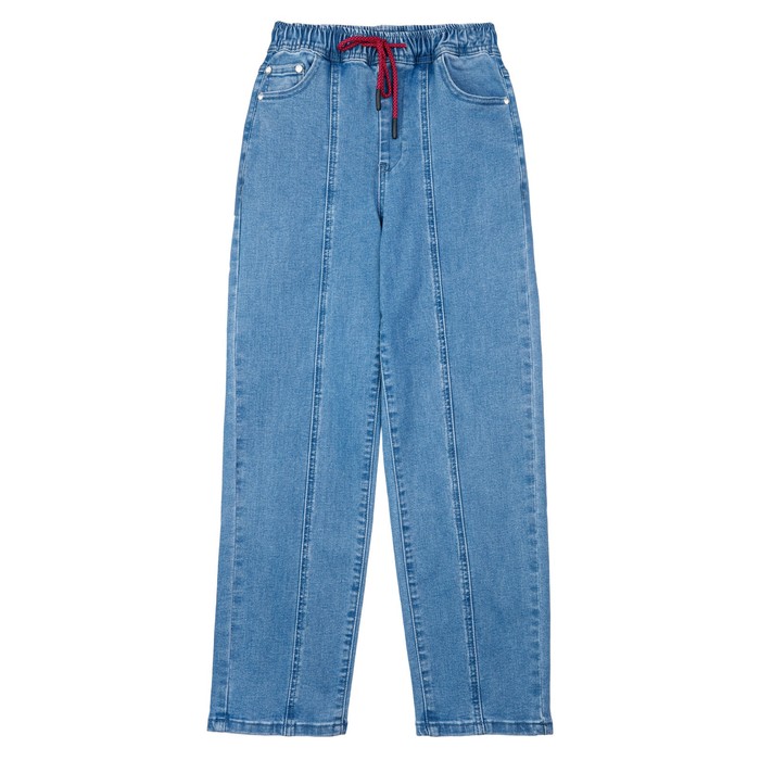 Брюки текстильные джинсовые для девочек PlayToday, рост 158 см