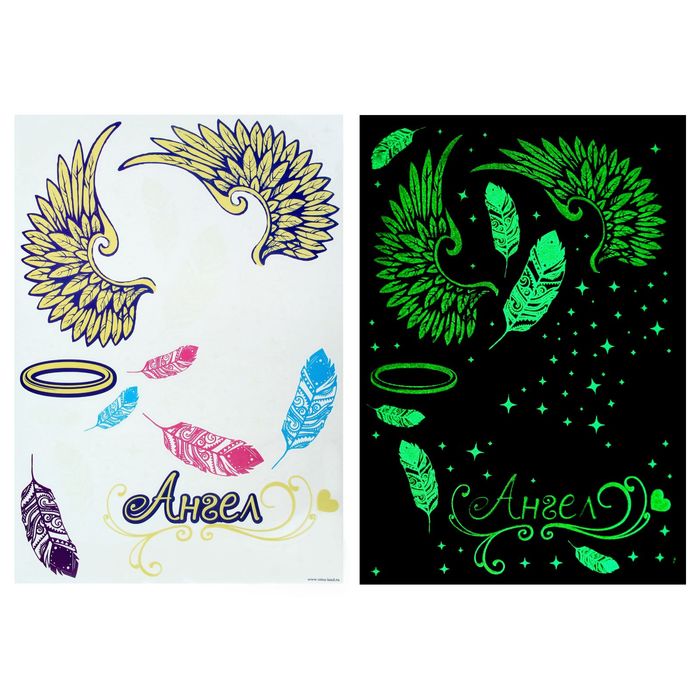 Наклейка декоративная светящаяся в темноте "Ангел", 29,7 х42 см