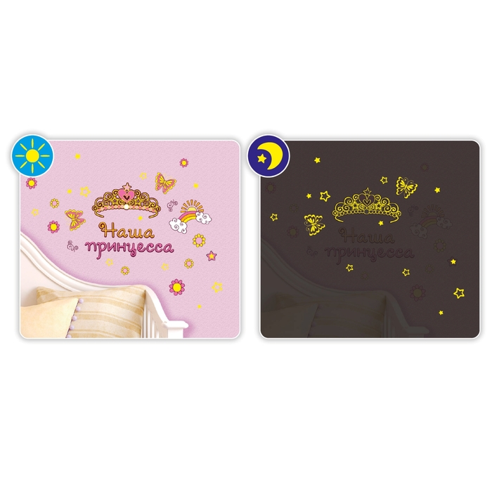 Наклейка светящаяся в темноте «Наша принцесса», 21 х29,7 см