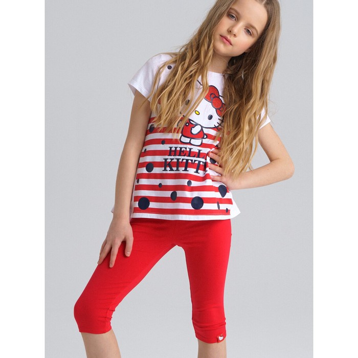 Комплект для девочки: футболка, леггинсы Hello Kitty PlayToday, рост 134 см
