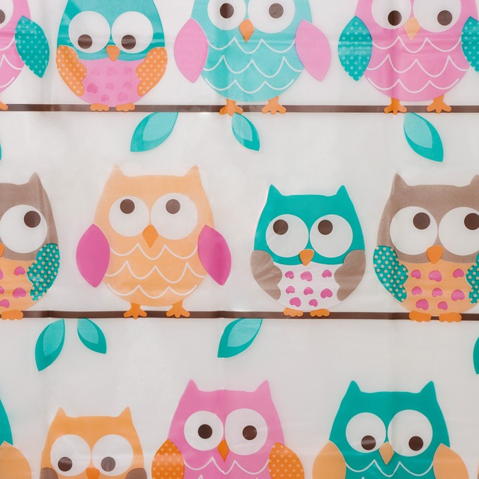 Штора для ванной 180х180 см "Совушки", EVA
