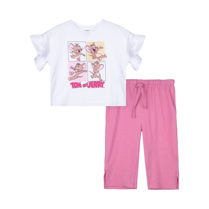 Пижама для девочки PlayToday: футболка и бриджи, рост 98 см