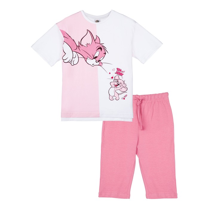 Пижама для девочки PlayToday: футболка и бриджи, рост 158 см