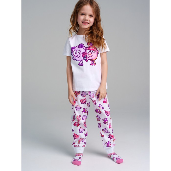Комплект трикотажный для девочек: футболка, брюки PlayToday, рост 98 см
