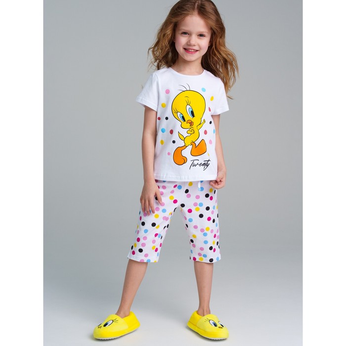Комплект трикотажный для девочек: футболка, брюки PlayToday, рост 110 см