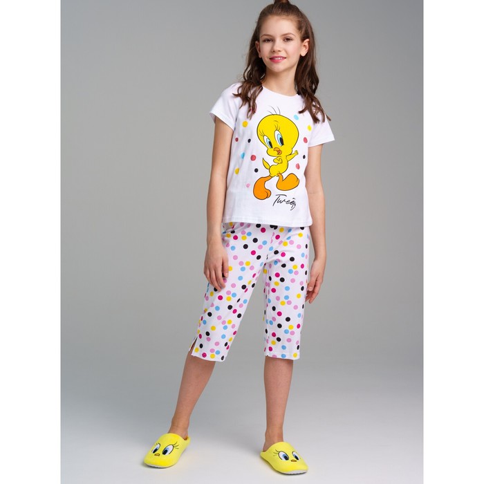 Комплект трикотажный для девочек: футболка, брюки PlayToday, рост 128 см