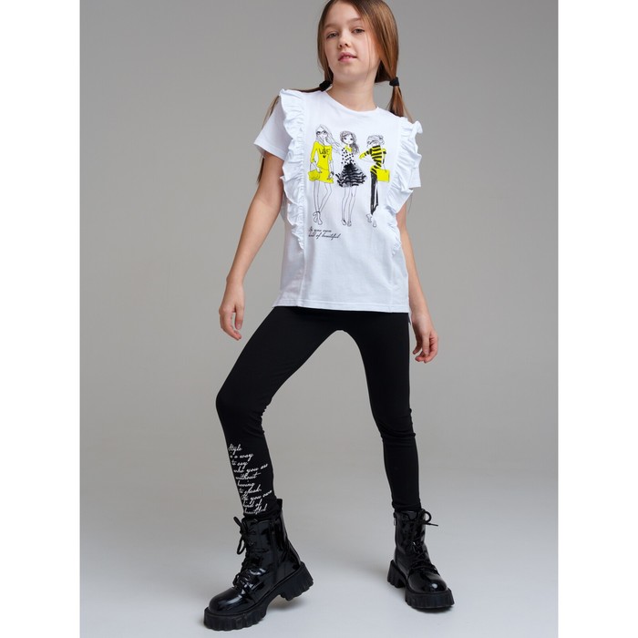 Комплект трикотажный для девочек: футболка, легинсы PlayToday, рост 128 см