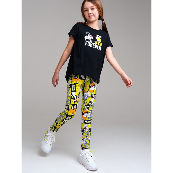 Комплект трикотажный для девочек: футболка, легинсы PlayToday, рост 128 см