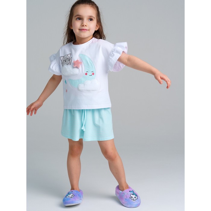 Комплект трикотажный для девочек: футболка, шорты PlayToday, рост 98 см