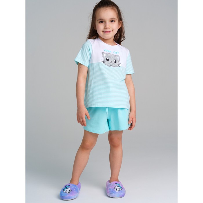 Комплект трикотажный для девочек: футболка, шорты PlayToday, рост 110 см