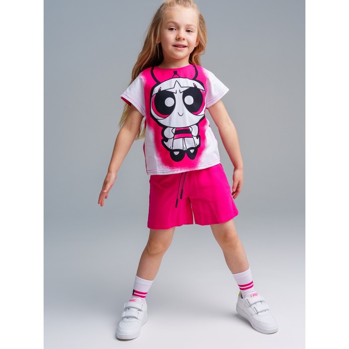 Комплект трикотажный для девочек: футболка, шорты PlayToday, рост 110 см