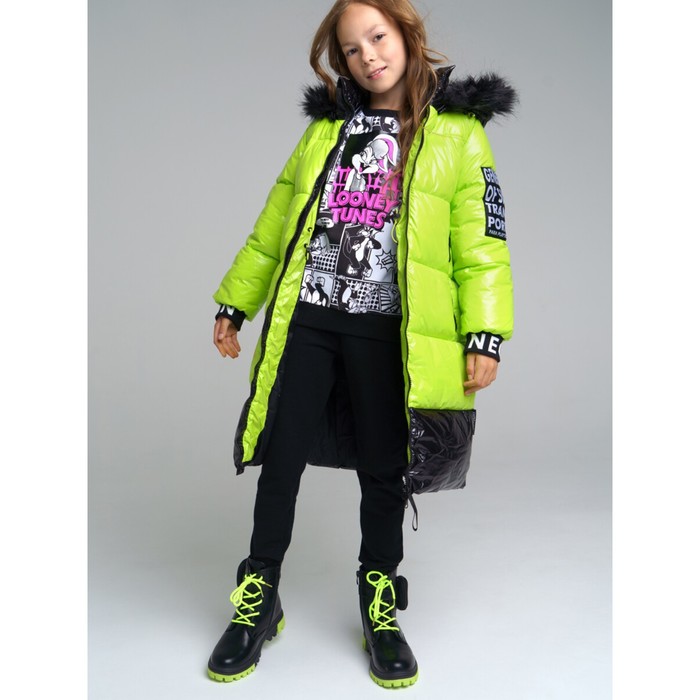 Зимнее пальто для девочки PlayToday, рост 128 см