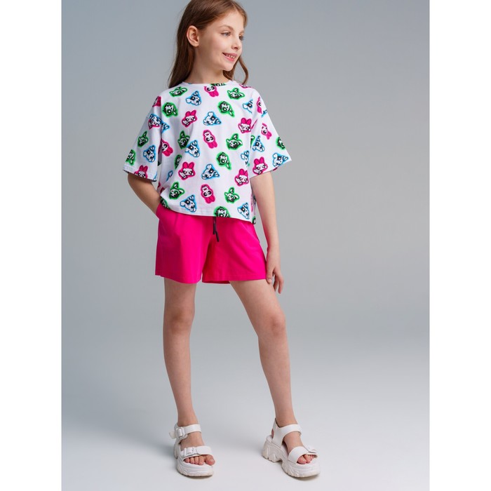 Комплект трикотажный для девочек: футболка, шорты PlayToday, рост 140 см