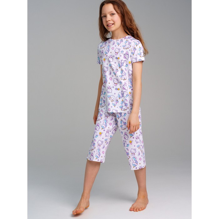 Пижама для девочки PlayToday: футболка и бриджи, рост 140 см