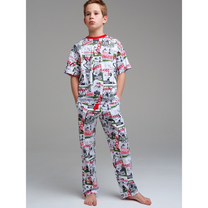 Пижама для мальчика PlayToday: футболка и брюки, рост 134 см