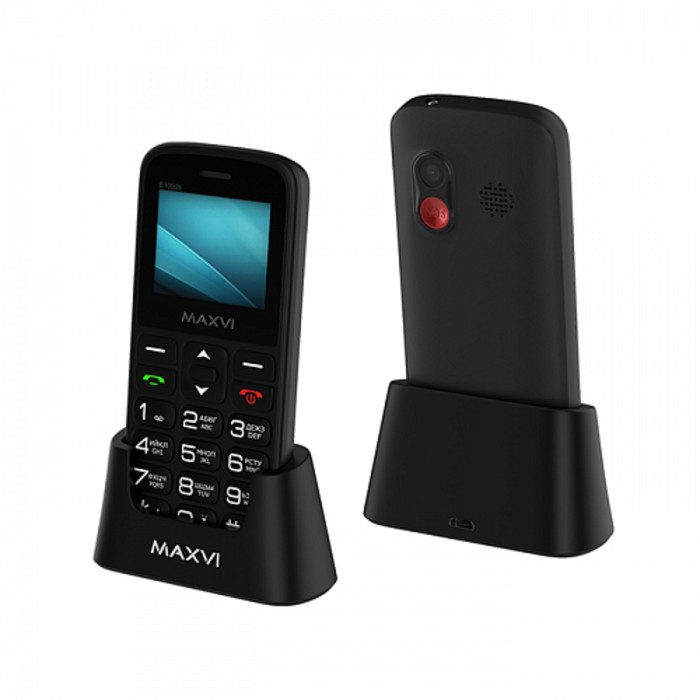 Сотовый телефон Maxvi B100ds, 1.77,1.3Мп,microSD, 2sim, FM,SOS, док.станция,1000мАч,черный