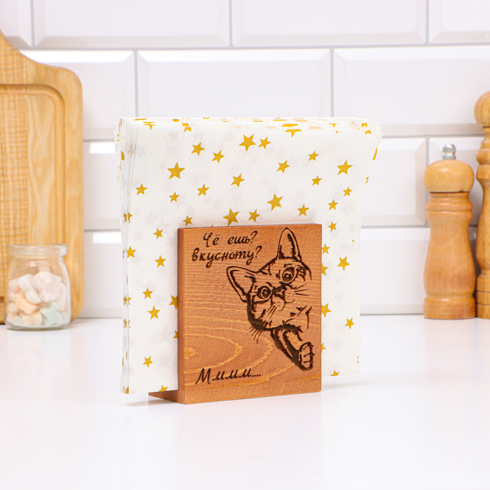 Салфетница Кот10 х 5 х 11см дерево Дуб 190₽