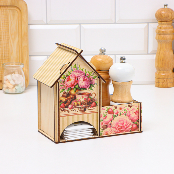 Чайный домик с конфетницей Пионы 18 х 10 х 165см 380₽