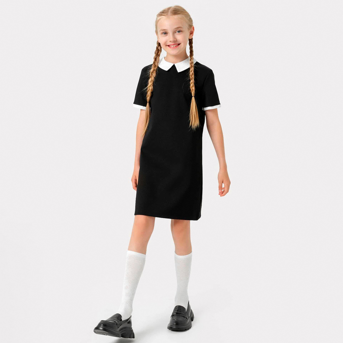 Платье для девочки школьное, цвет чёрный, рост 140 см платье школьное для девочек цвет чёрный рост 140 см