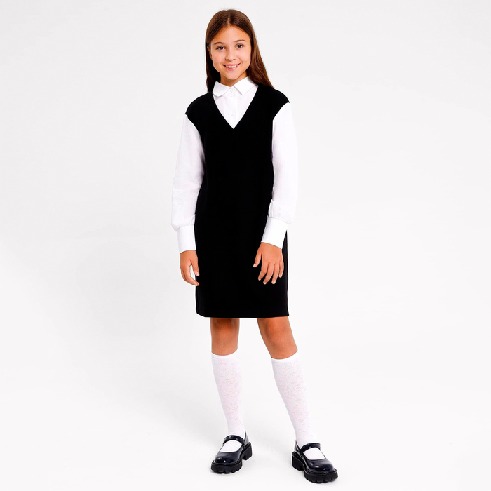 Платье для девочки школьное, цвет чёрный, рост 140 см платье школьное для девочек цвет чёрный рост 140 см