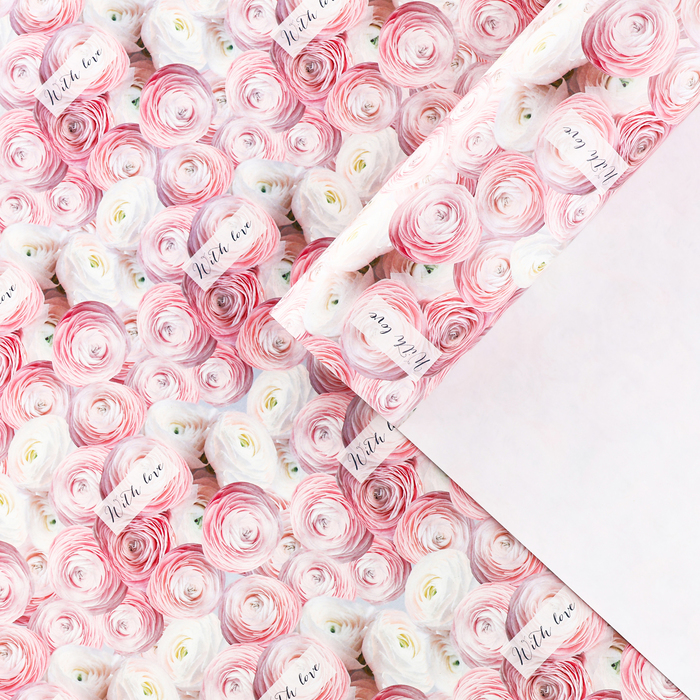 Бумага упаковочная глянцевая «Ранункулюсы», 1 лист, 70 × 100 см бумага упаковочная глянцевая тюльпаны 70 × 100 см 1 шт