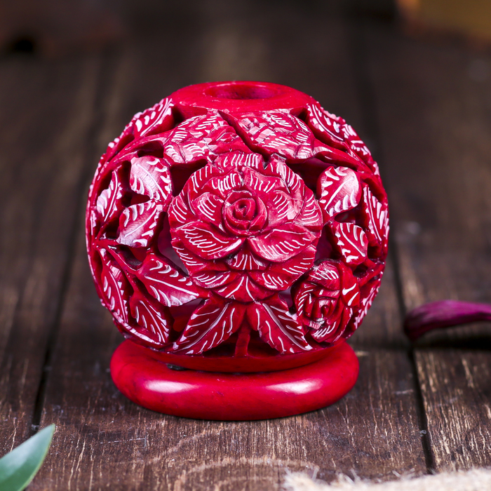 Подсвечник-шар "Каменный цветок", резной