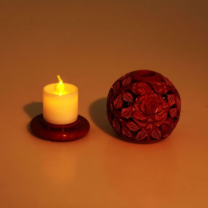 Подсвечник-шар "Каменный цветок", резной