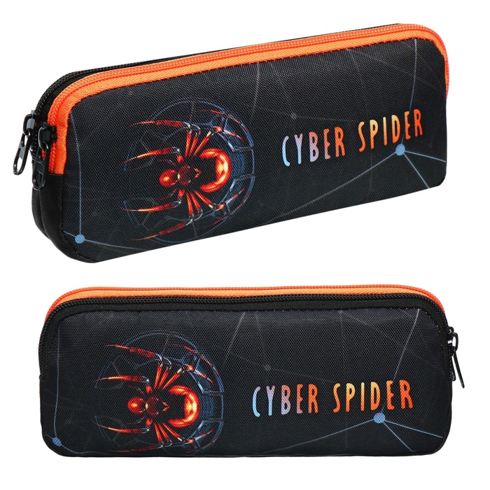 Пенал мягкий 2 отделения объёмный 90 х 220 х 40 мм Stavia Паук чёрный 86234 599₽