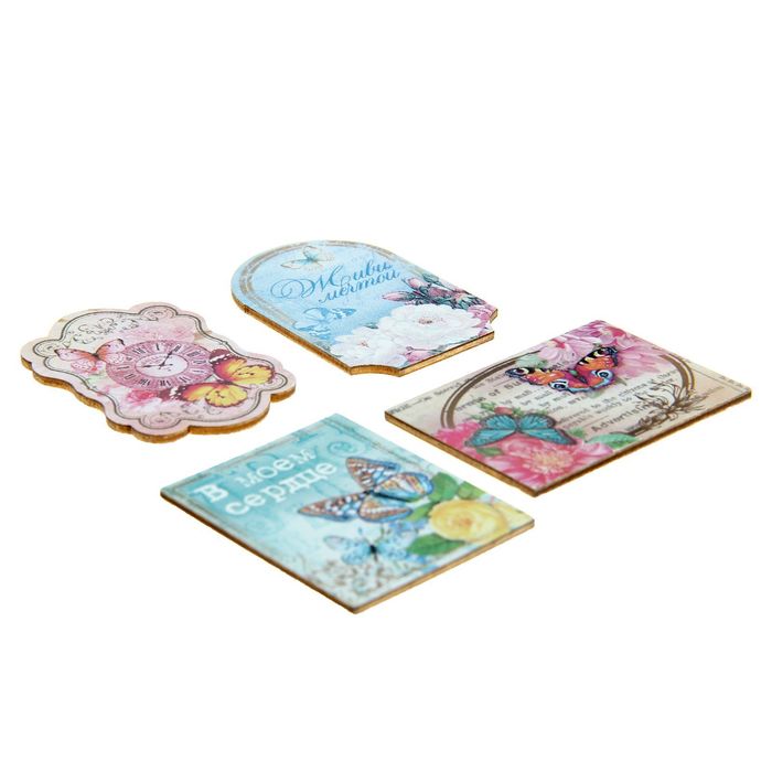 Набор декоративных элементов из дерева (4 шт) "Бабочки"