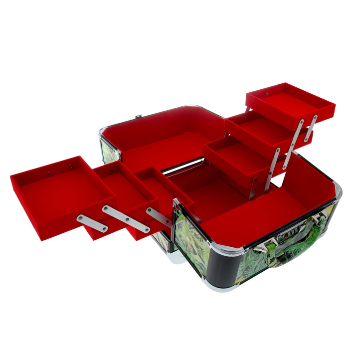 Шкатулка "Зелёные цветы на чёрном"