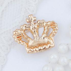 Брошь "Корона императорская", цвет белый в золоте от Сима-ленд